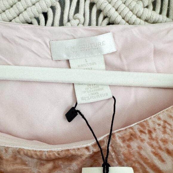 MM Couture Off‑the‑Shoulder Silk‑Blend Top Apricot Lane Size L NWT - Picture 3 of 8